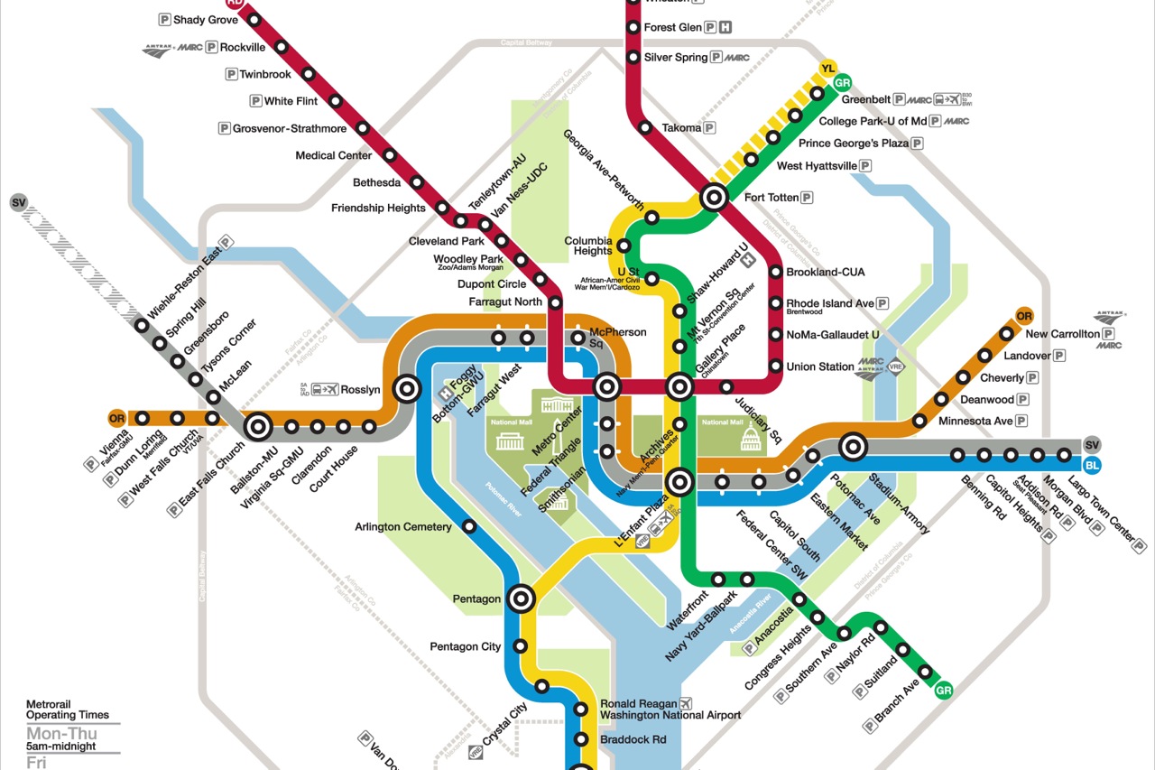 Colorful map of Washington, DC’s metro system